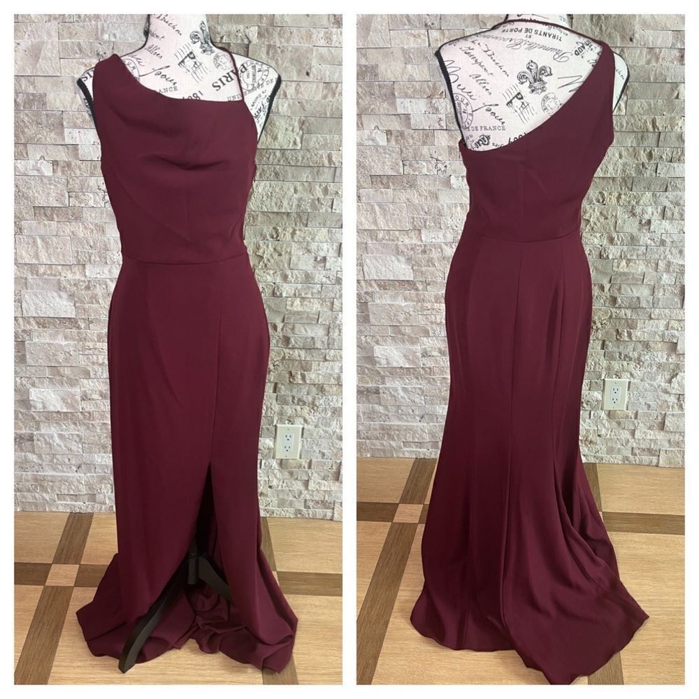 After Six Asymmetrical one shoulder draped cowl maxi dress nwt size 2